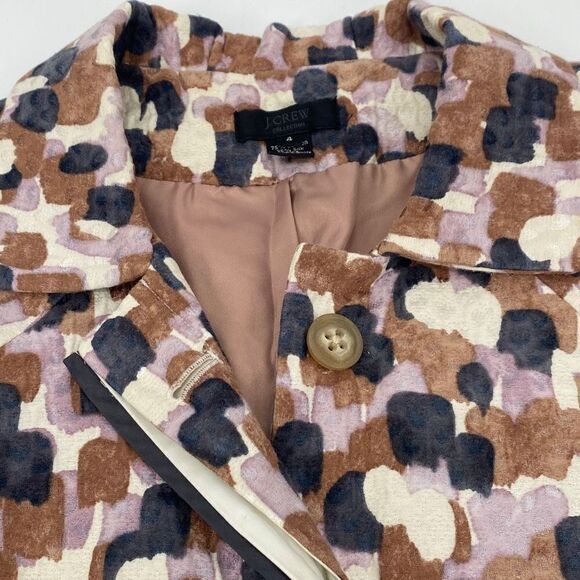 J.Crew Cotton Silk Blend Jaquard Print Short Sleeve Collared Fall Jacket Size 4 - Picture 6 of 13